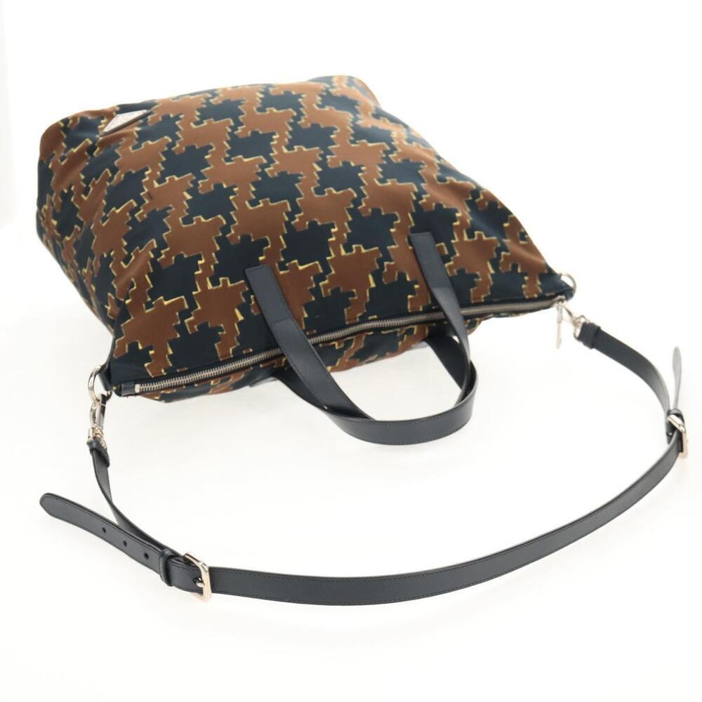 PRADA Hand Bag Nylon 2way Brown Silver Auth 148372 - Picture 8 of 16